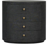 Amelia Black Linen Oval Nightstand | ready to ship!