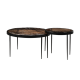 Yoko Smoked Brown Cast Glass Nesting Table | shipping 01/25/2026