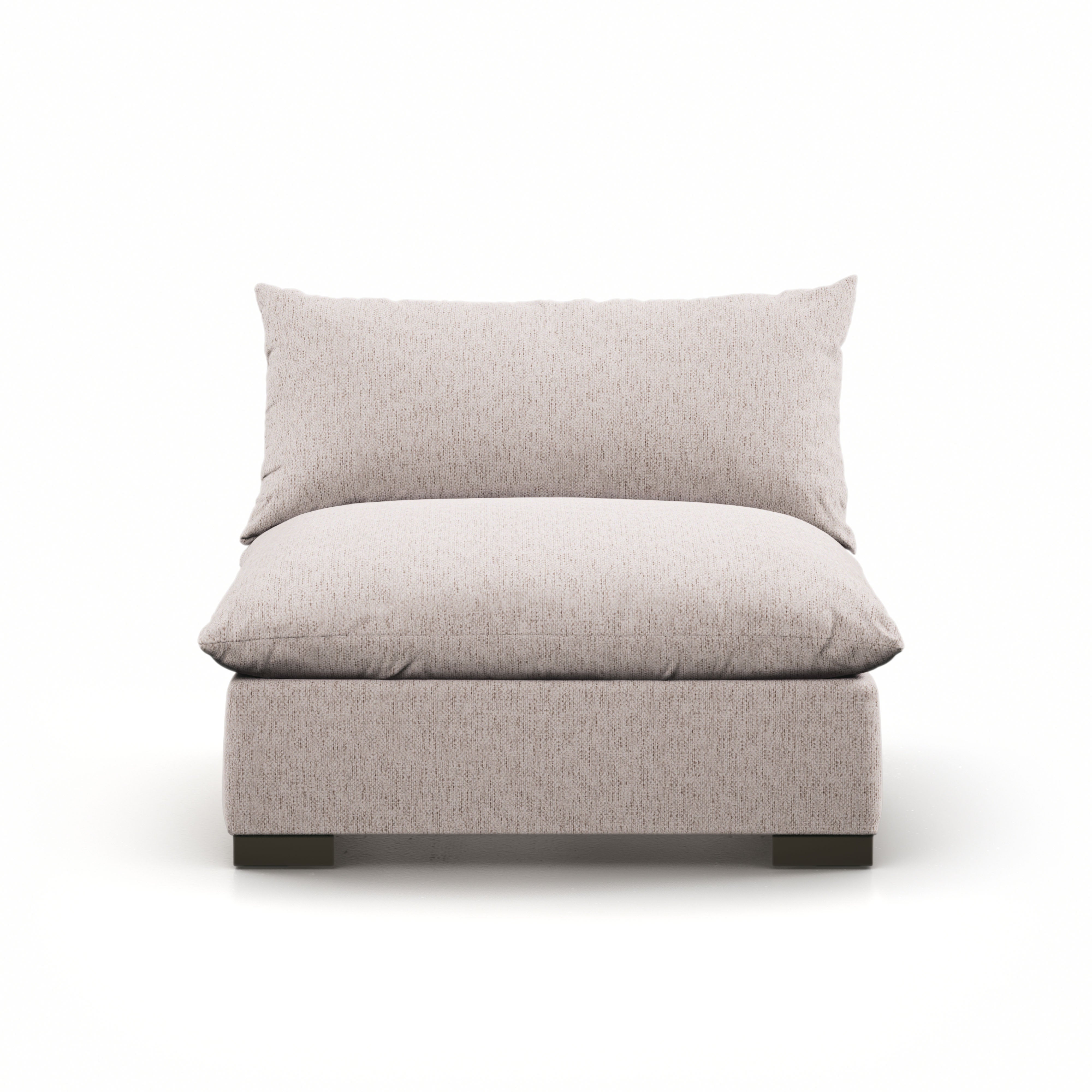 Featuring Westwood Sectional Pieces - Bayside Pebble by Four Hands at Amethyst Home. Meet the ultimate modular lounger. Knife edge cushioning is upholstered in a stone-colored high-performance fabric, perfect for modern living. Ottoman piece to matching sectional. Performance fabrics are specially created to withstand spills, stains, high traffic and wear, . Amethyst Home provides interior design, new home construction design consulting, vintage area rugs, and lighting in the Charlotte metro area.