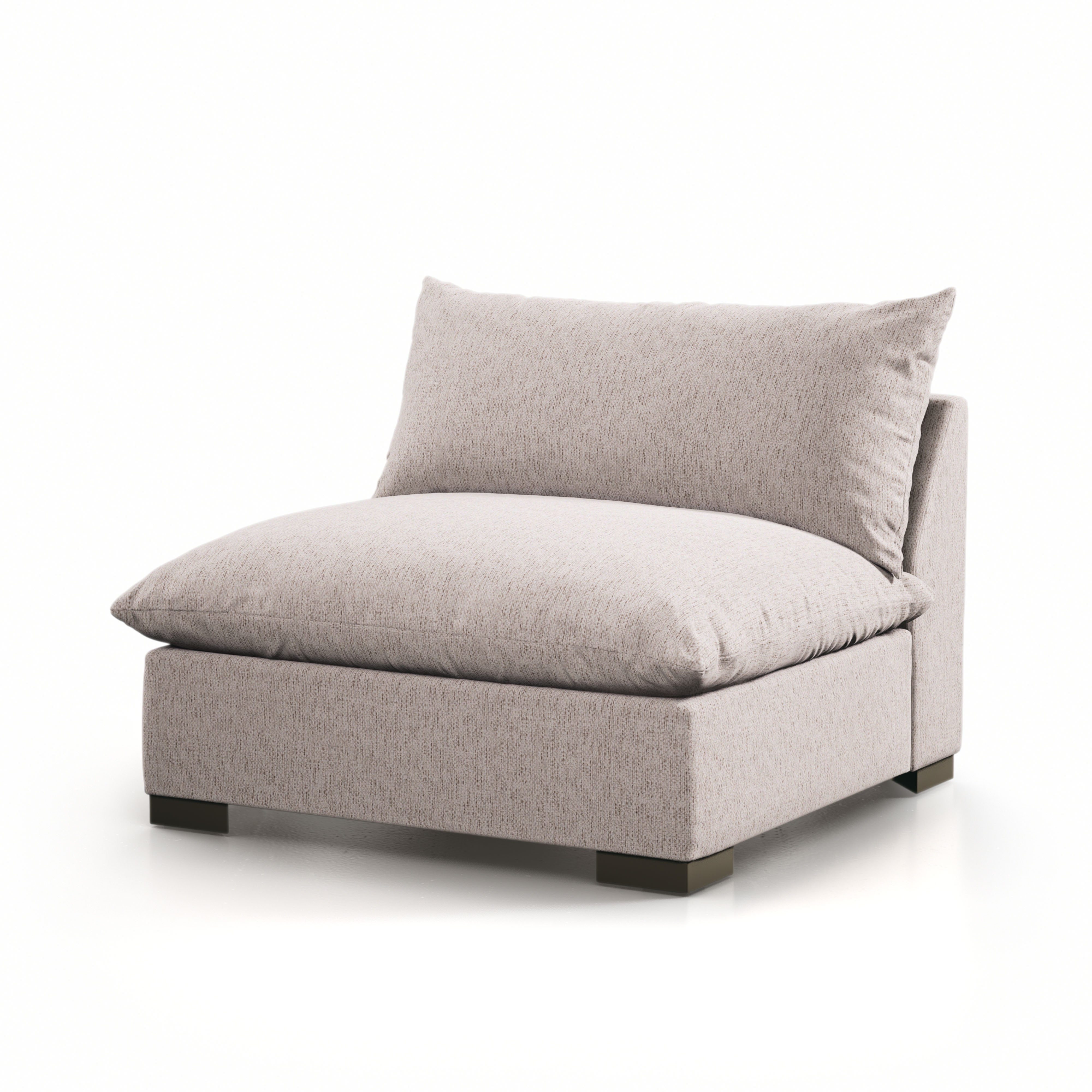 Featuring Westwood Sectional Pieces - Bayside Pebble by Four Hands at Amethyst Home. Meet the ultimate modular lounger. Knife edge cushioning is upholstered in a stone-colored high-performance fabric, perfect for modern living. Ottoman piece to matching sectional. Performance fabrics are specially created to withstand spills, stains, high traffic and wear. Amethyst Home provides interior design, new home construction design consulting, vintage area rugs, and lighting in the Kansas City metro area.
