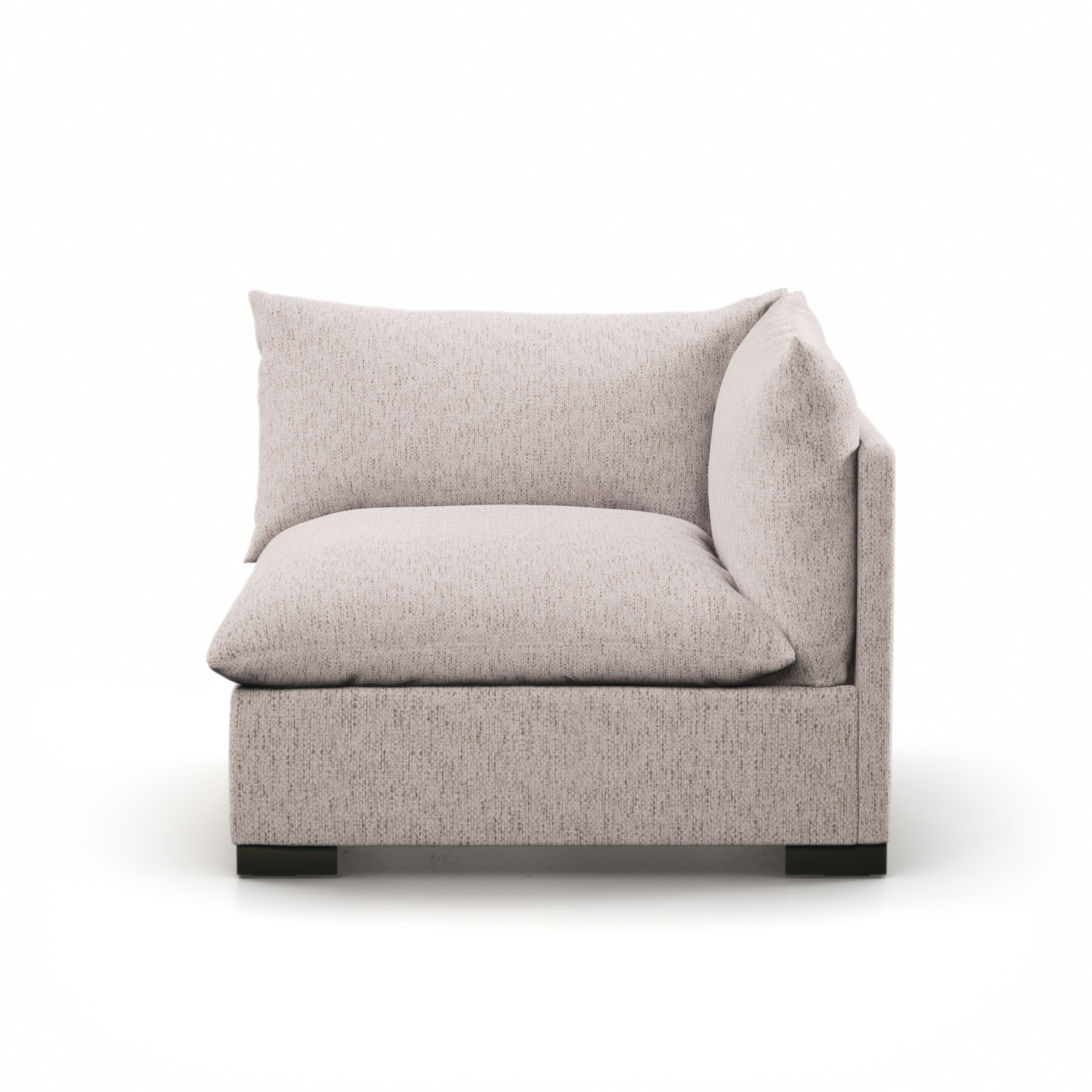 Featuring Westwood Sectional Pieces - Bayside Pebble by Four Hands at Amethyst Home. Meet the ultimate modular lounger. Knife edge cushioning is upholstered in a stone-colored high-performance fabric, perfect for modern living. Ottoman piece to matching sectional. Performance fabrics are specially created to withstand spills, stains, high traffic and wear, . Amethyst Home provides interior design, new home construction design consulting, vintage area rugs, and lighting in the Monterey metro area.