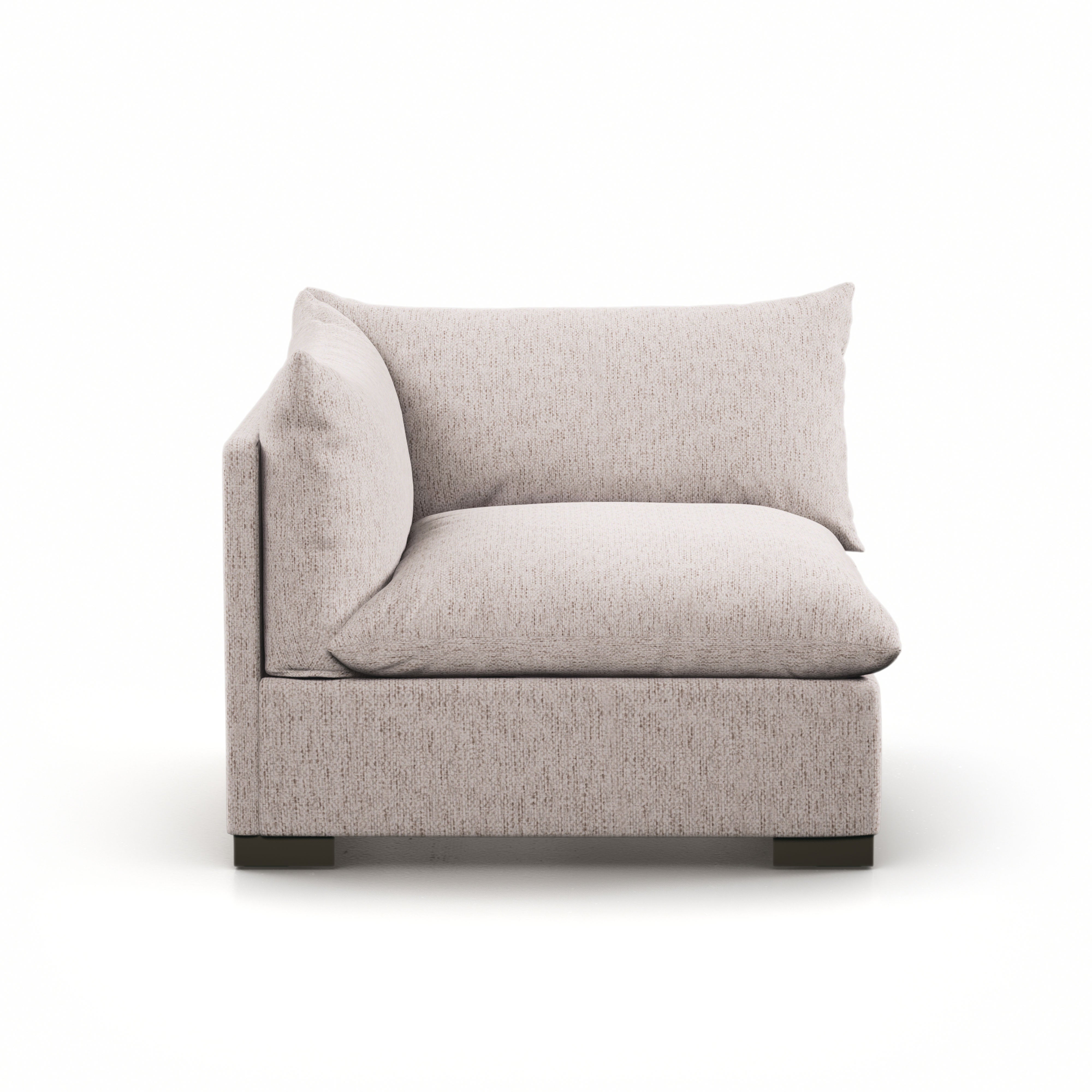 Featuring Westwood Sectional Pieces - Bayside Pebble by Four Hands at Amethyst Home. Meet the ultimate modular lounger. Knife edge cushioning is upholstered in a stone-colored high-performance fabric, perfect for modern living. Ottoman piece to matching sectional. Performance fabrics are specially created to withstand spills, stains, high traffic and wear,. Amethyst Home provides interior design, new home construction design consulting, vintage area rugs, and lighting in the Park City metro area.