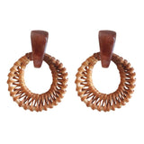 Brown Bali Button Statement Stud Earrings