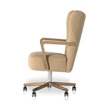 Featuring Melrose Sheepskin Camel Desk Chair by Four Hands at Amethyst Home. A comfort-driven desk chair features soft, textural upholstery in a versatile camel, framed by solid ash arms. A height-adjustable swivel base with casters makes for ease in the modern office.Overall Dimensions: 24.50"W x 27.25"L x 40"HColors: Amber Ash, Polished Aluminum, Sheepskin C. Amethyst Home provides interior design, new home construction design consulting, vintage area rugs, and lighting in the Austin metro area.