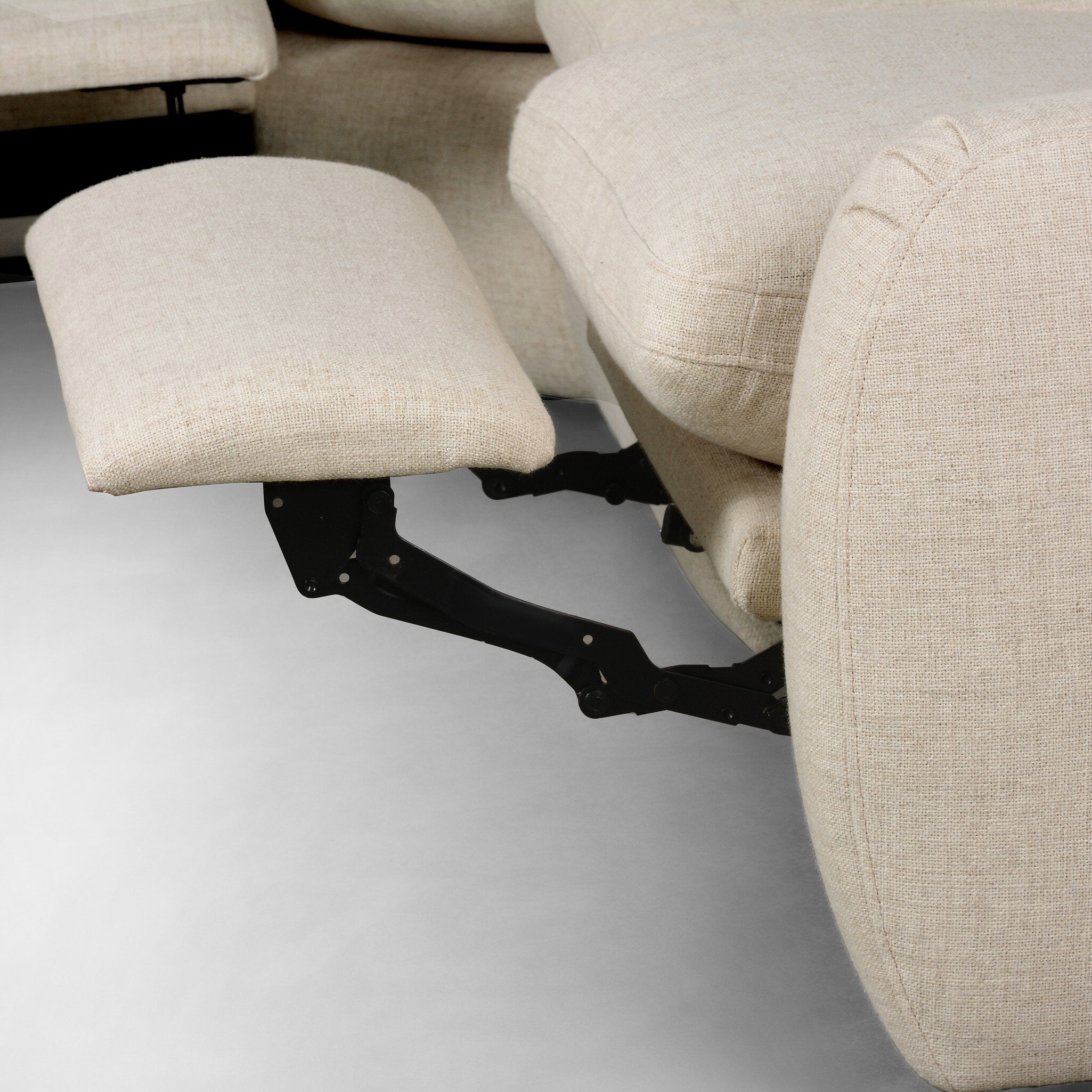 Featuring Crawford Antigo Natural Power Recliner 5-Piece Sectional Sofa by Four Hands at Amethyst Home. A fresh take on the classic recliner sectional. Customize your comfort level with the push of hidden buttons with pieces in our Power Motion collection. Sculpted in light, versatile high-performance fabric. Performance fabrics are specially created to with. Amethyst Home provides interior design, new home construction design consulting, vintage area rugs, and lighting in the Monterey metro area.