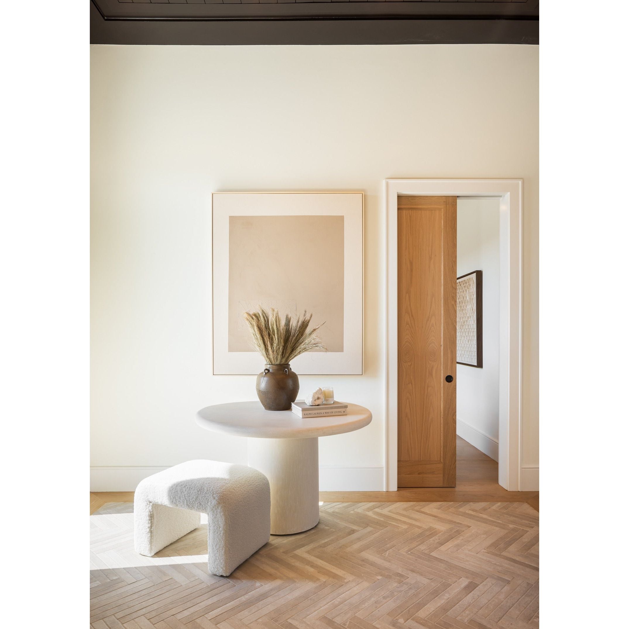 Featuring Study of Application Art by Wendover Art at Amethyst Home. Striking in its simplicity, the Study of Application art is a beautiful old world feel in a white oak frame.  Up close, you see beautiful paint texture.
Specialty: Hand Painted on Raw Canvas, Gallery Wrapped, with Hand Applied TextureMedium : Raw CanvasSize : 48"w x 58"hTreatment : Non-Cu.  Amethyst Home provides interior design, new home construction design consulting, vintage area rugs, and lighting in the Charlotte metro area.