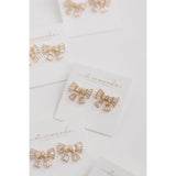 Gold Maxi Sparkler Holiday Statement Stud Bow Earrings