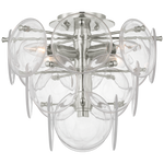 Featuring Loire Medium Tiered Flush Mount by Visual Comfort at Amethyst Home. The Loire by AERIN evokes mid-century Italian elegance while adding modern updates in design and finishes. The fluid and dynamic silhouettes cascade and inspire through the distinctive glow of light softly filtered through hand-blown white strié glass discs. Larger pieces c.  Amethyst Home provides interior design, new home construction design consulting, vintage area rugs, and lighting in the Salt Lake City metro area.