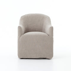Heather Twill Stone Dining Chair with Casters | ready to ship!