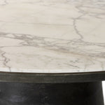 Featuring Balboa Veined White Marble Outdoor Dining Table 55" by Four Hands at Amethyst Home. A tulip base of grey-finished aluminum supports a rounded inset tabletop of white marble, with beautiful natural veining. Cover or store indoors during inclement weather and when not in use.Overall Dimensions: 55.00"w x 55.00"d x 30.25"hWeight : 283.60 lbsMaterials : Solid Marble, Alumin. Amethyst Home provides interior design, new construction, custom furniture, and area rugs in the Scottsdale metro area