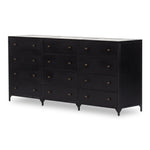 Featuring Belmont Black 12 Drawer Dresser by Four Hands at Amethyst Home. Industrial-inspired, black-finished iron forms a wide and roomy twelve-drawer dresser, with bronzed knobs for contrast.Overall Dimensions: 85.00"w x 19.75"d x 38.50"hWeight : 401.24 lbsMaterials : Iron. Amethyst Home provides interior design, new construction, custom furniture, and area rugs in the Portland metro area