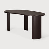 Featuring Boomerang Mahogany Dark Brown Desk by Ethnicraft at Amethyst Home. Inspired by shapes found in nature, the Boomerang collection features a playful, pebble top set on curved legs with a stacked, wood stick effect. The Boomerang desk is a statement piece for any workspace with its organic, eye-catching design unique for the office.Weight : 91 lbs Dimensions: 39.5" W x 79" . Amethyst Home provides interior design, new construction, custom furniture, and area rugs in the San Diego metro area