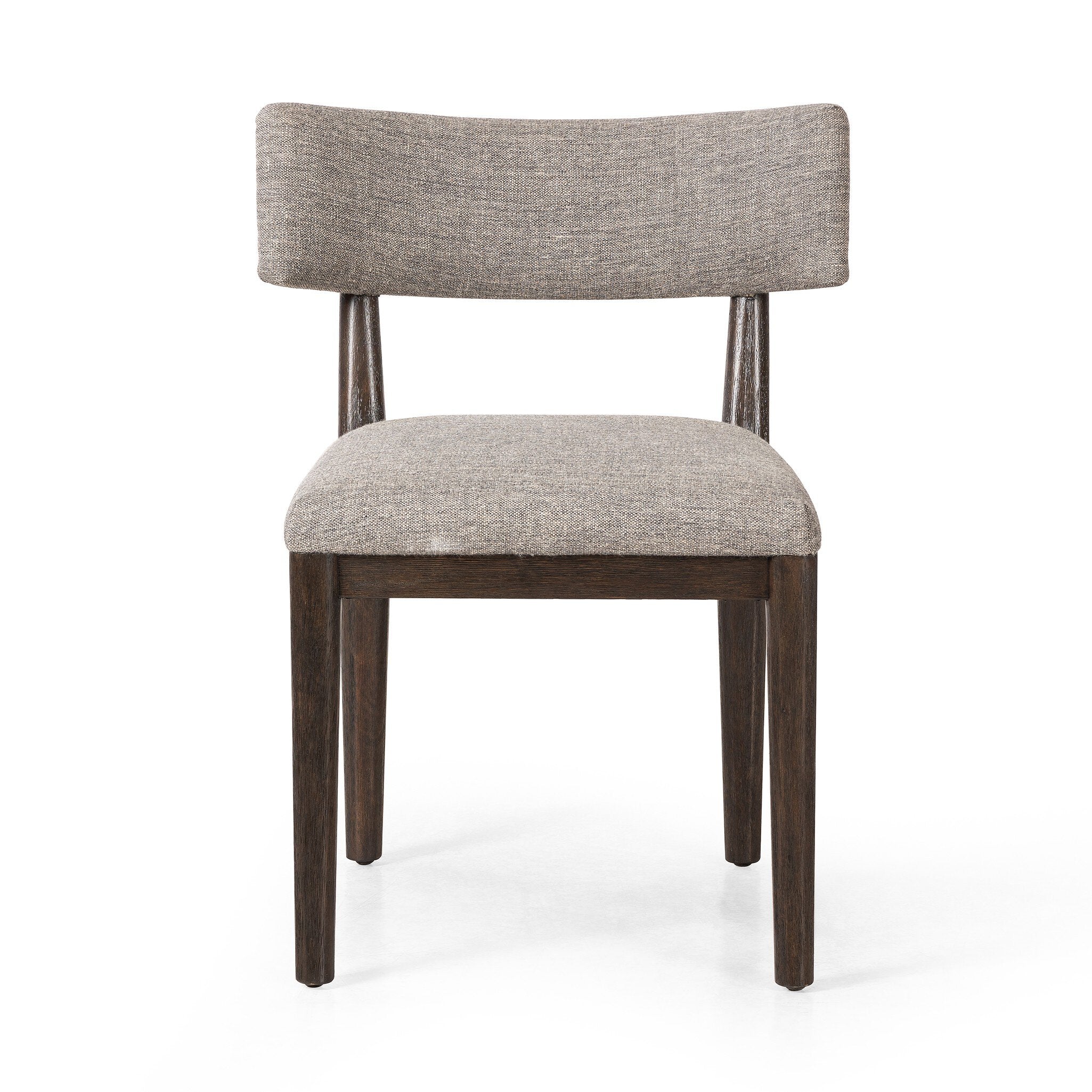 Featuring Cardell Alcala Nickel Dining Chair by Four Hands at Amethyst Home. Burnt parawood forms a curved barrel back for a shapely take on everyday dining, with textural fabric that moves between styles with ease.Overall Dimensions: 24.00"w x 22.50"d x 32.50"hWeight : 16.53 lbsMaterials : 70% Polyester, 20% Viscose (Rayon), 10% Flax/Linen, Solid Parawood, Poplar Plywood. Amethyst Home provides interior design, new construction, custom furniture, and area rugs in the Tampa metro area