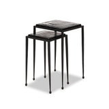 Featuring Dexter Smoked Black Cast Glass Nesting Tables by Four Hands at Amethyst Home. Embrace the mysterious with the Dexter smoked glass nesting tables.  Beautiful smoked glass gives a warm modern vibe while being practical.Overall Dimensions: 16.25"w x 16.25"d x 21.00"hWeight : 52.91 lbsMaterials : Cast Glass, Iron. Amethyst Home provides interior design, new construction, custom furniture, and area rugs in the Calabasas metro area