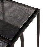 Featuring Dexter Smoked Black Cast Glass Nesting Tables by Four Hands at Amethyst Home. Embrace the mysterious with the Dexter smoked glass nesting tables.  Beautiful smoked glass gives a warm modern vibe while being practical.Overall Dimensions: 16.25"w x 16.25"d x 21.00"hWeight : 52.91 lbsMaterials : Cast Glass, Iron. Amethyst Home provides interior design, new construction, custom furniture, and area rugs in the Nashville metro area