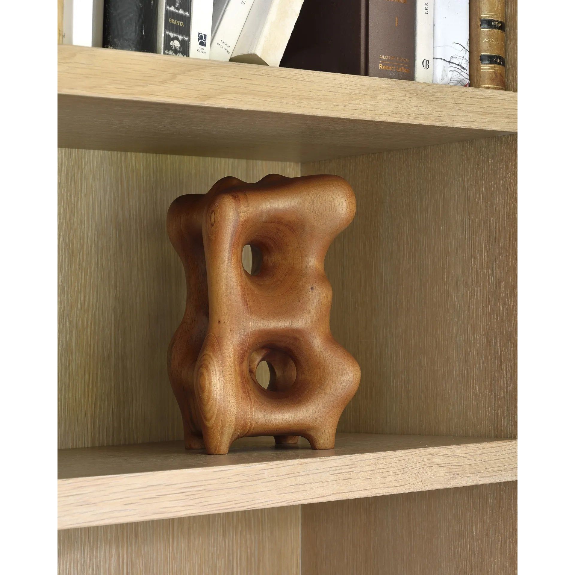 Featuring Natural Mahogany Organic Sculpture by Ethnicraft at Amethyst Home. The contemporary sculptures series was crafted by our in-house master sculptor, Hartoyo. In each piece, the solid mahogany wood is sublimed into geometric and organic shapes. Beautiful from every angle and with the changing light of the day, these intriguing pieces will layer m. Amethyst Home provides interior design, new home construction design consulting, vintage area rugs, and lighting in the Newport Beach metro area.