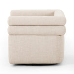 Featuring Evie Hampton Cream Swivel Chair by Four Hands at Amethyst Home. Atop a 360-degree swivel, cleanly shaped seating is upholstered in cream-colored performance fabric, for a sensible spin on modern styling.Overall Dimensions: 32.25"w x 30.00"d x 26.75"hWeight : 87.08 lbsMaterials : 97% Polyester, 2% Viscose (Rayon), 1% Flax/Linen, Poplar Plywood, 100% Polyester. Amethyst Home provides interior design, new construction, custom furniture, and area rugs in the Des Moines metro area