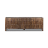 Featuring Ezri Cocoa Oak Sideboard by Four Hands at Amethyst Home. Grain and character variation within a solid oak finish give this sideboard organic visual interest. The carved design and floor-to-top cylinder legs give a primitive look that balances the movement of the wood pattern.Overall Dimensions: 98.00"w x 18.00"d x 34.00"hWeight : 245.38 lbsMaterials : Solid Oak. Amethyst Home provides interior design, new construction, custom furniture, and area rugs in the Los Angeles metro area