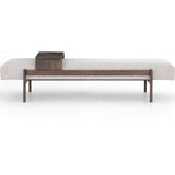 Featuring Fawkes Brunswick Pebble Bench by Four Hands at Amethyst Home. A uniquely modern statement piece inspired by the functional mid-century-style telephone bench, textural white-grey seating features a sliding tray of solid beechwood – the perfect place for a favorite book or cocktail. Great in the entryway or living room.Overall Dimensions: 78.75"w x 28.00"d x 20.00"hWeight . Amethyst Home provides interior design, new construction, custom furniture, and area rugs in the Park City metro area