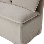 Featuring Andre Slipcovered Linen Dining Banquette Bench by Four Hands at Amethyst Home. Introduce laidback style to your dining area with the Andre Broadway Stone Slipcover Dining Bench. This versatile 51" bench is perfect for seating multiple guests or using as a sleek storage solution. Made with high-quality materials, it offers both durability and sty. Amethyst Home provides interior design, new home construction design consulting, vintage area rugs, and lighting in the Kansas City metro area.