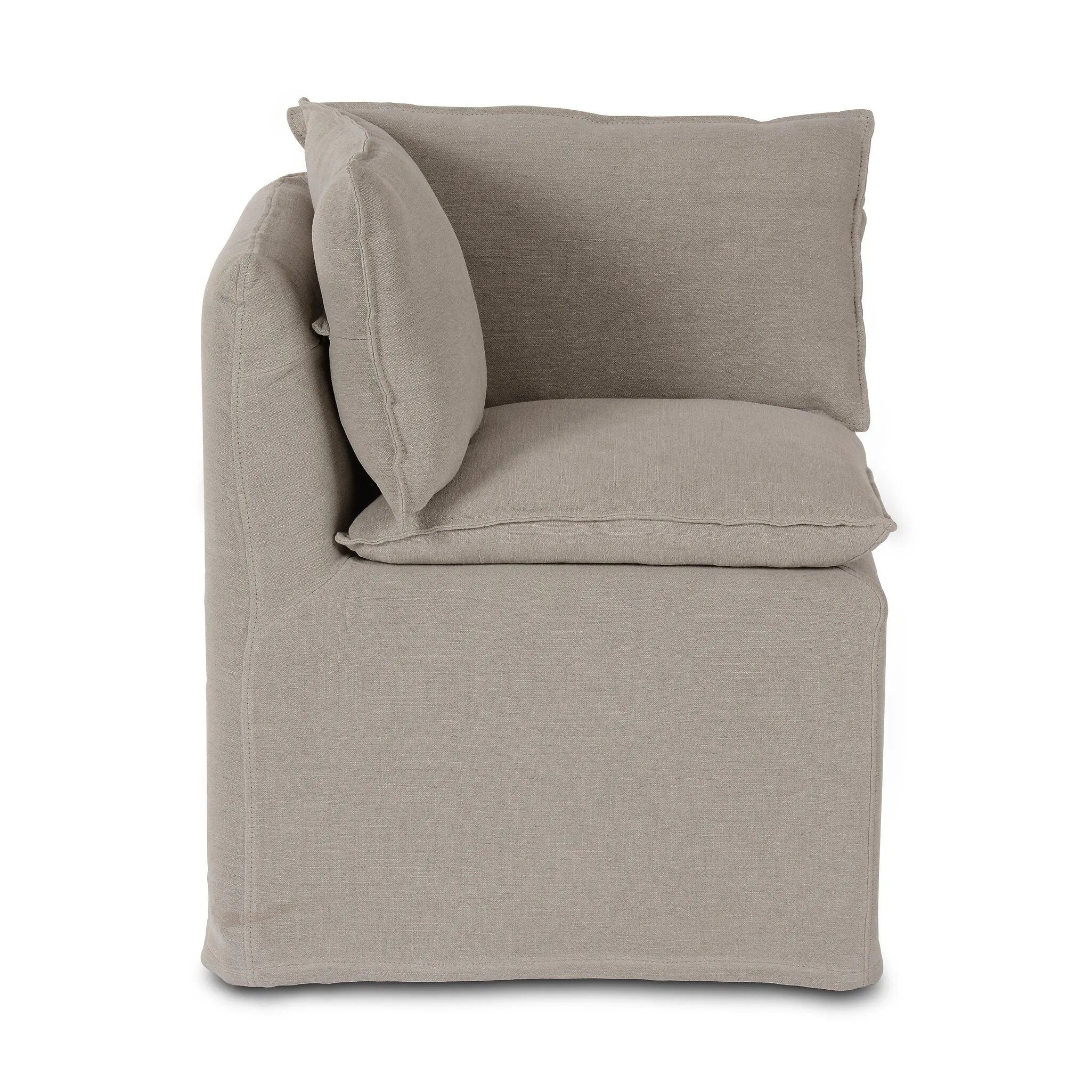 Featuring Andre Slipcovered Linen Dining Banquette Corner by Four Hands at Amethyst Home. This Andre Broadway Stone Slipcover Dining Corner Piece is the perfect solution for your dining needs. With its versatile design and comfortable sofa feature, it offers both style and functionality. Made with quality materials, it provides durability and long-lasting u. Amethyst Home provides interior design, new home construction design consulting, vintage area rugs, and lighting in the Charlotte metro area.