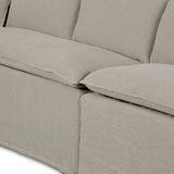 Featuring Andre Broadway Stone  Slipcover Dining Banquette by Four Hands at Amethyst Home. Expertly crafted with a sleek shape and supportive cushioning, the Andre Shape 131" - Broadway Stone sofa adds sophisticated style to any dining space. Available in L shape, this slipcover dining banquette provides maximum comfort and a modern aesthetic. 
Overall Dimensio. Amethyst Home provides interior design, new home construction design consulting, vintage area rugs, and lighting in the Omaha metro area.