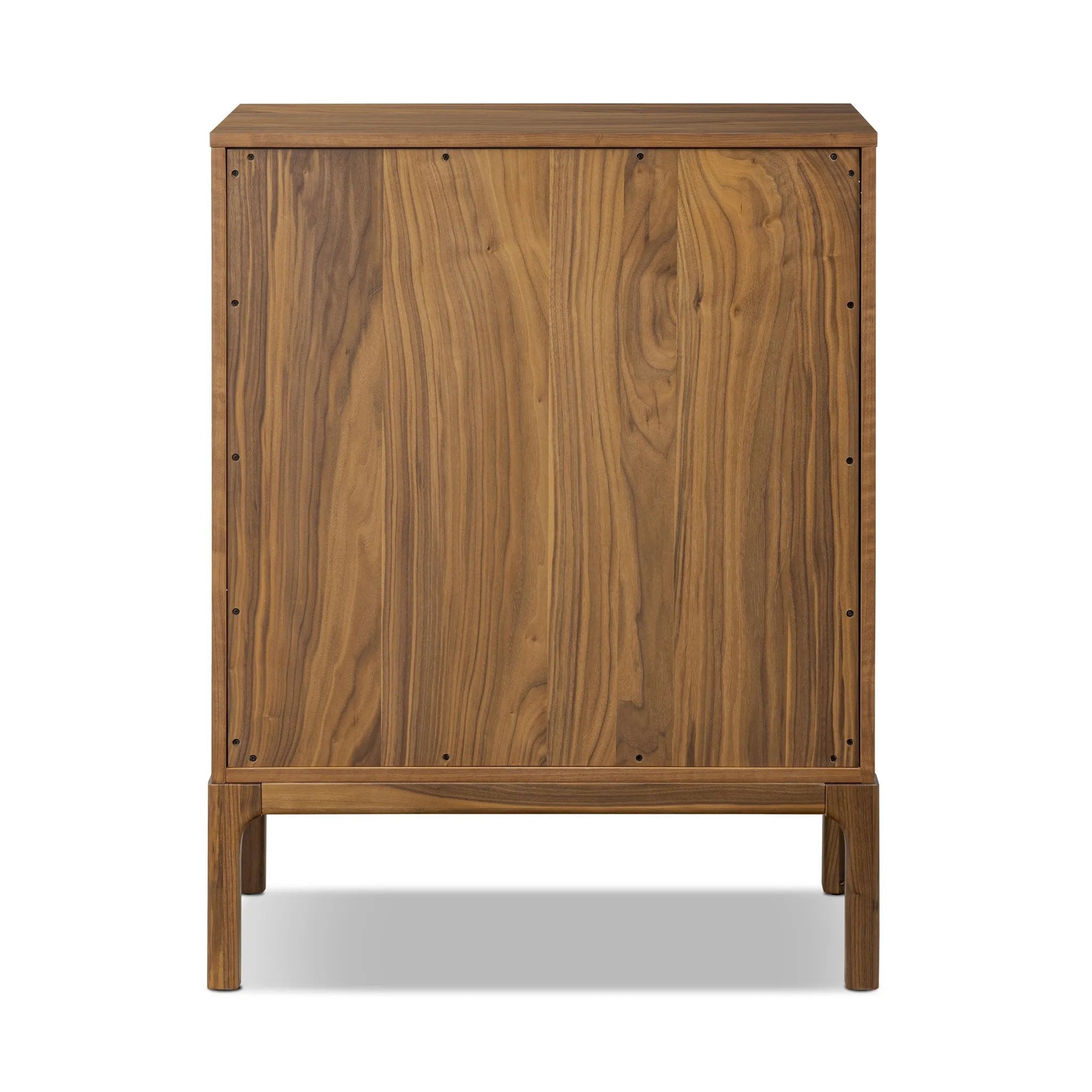 Featuring Arturo Natural Walnut Veneer Chest by Four Hands at Amethyst Home. Inspired by campaign-style furniture of the 1800s — packable pieces first designed for traveling military use — a simply shaped chest of natural walnut features a subtly inset top and rounded legs, finished with wooden hardware. This item has been modified to comply with the STU. Amethyst Home provides interior design, new home construction design consulting, vintage area rugs, and lighting in the Laguna Beach metro area.