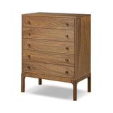 Featuring Arturo Natural Walnut Veneer Chest by Four Hands at Amethyst Home. Inspired by campaign-style furniture of the 1800s — packable pieces first designed for traveling military use — a simply shaped chest of natural walnut features a subtly inset top and rounded legs, finished with wooden hardware. This item has been modified to comply with the STURDY . Amethyst Home provides interior design, new home construction design consulting, vintage area rugs, and lighting in the Portland metro area.