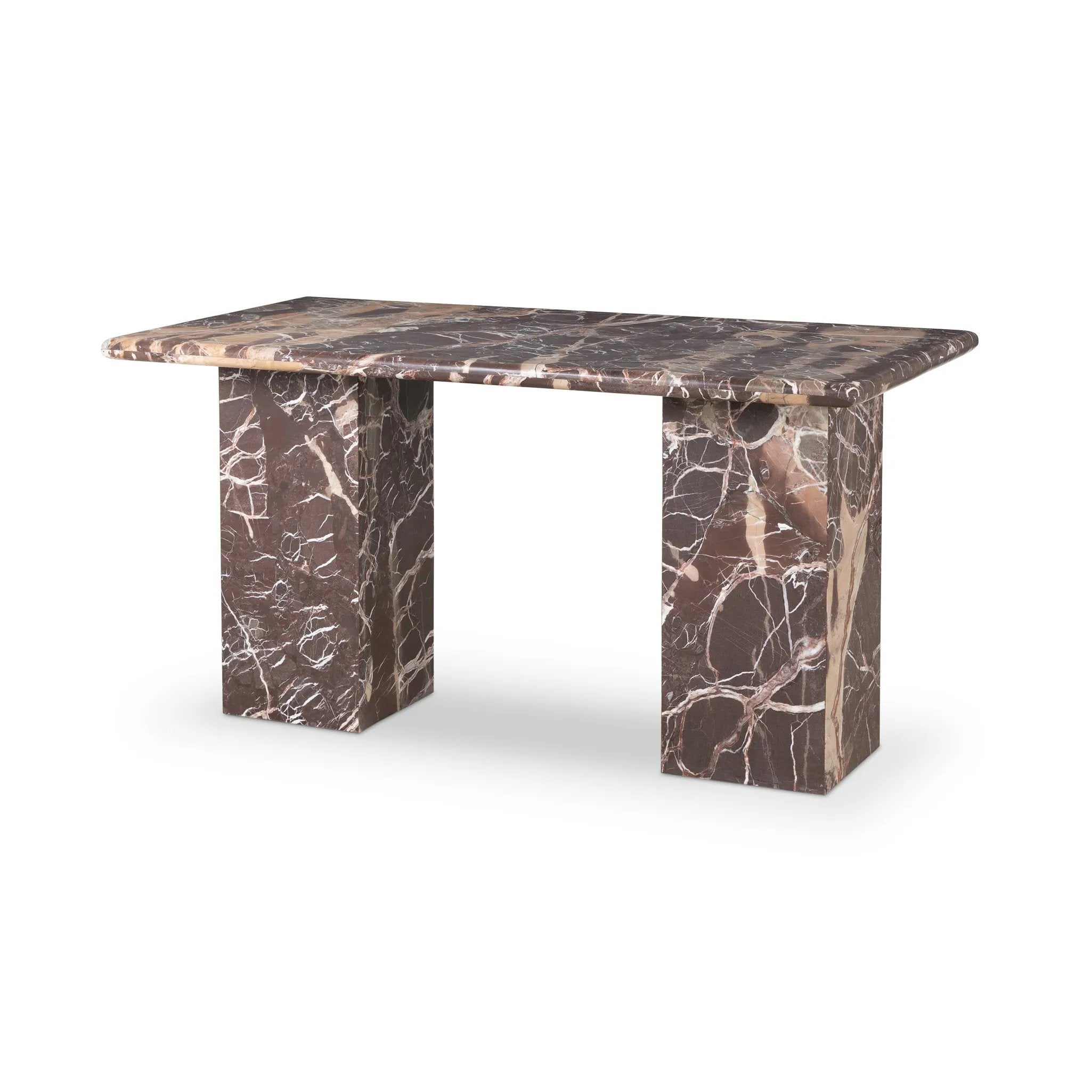 Featuring Arum Merlot Marble Desk by Four Hands at Amethyst Home. Made entirely from solid marble, a stately, sculptural desk makes a major style statement.Overall Dimensions: 60.00"w x 30.00"d x 30.00"hWeight : 257.60 lbsMaterials: Solid Marble. Amethyst Home provides interior design, new home construction design consulting, vintage area rugs, and lighting in the Calabasas metro area.