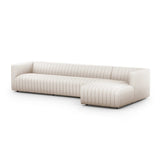 Featuring Augustine Dover Crescent 2-Piece Sectional by Four Hands at Amethyst Home. A dramatically channeled sofa with white linen-blend upholstery offers a crisp, clean look and sumptuous sit. Two-piece sectional with right arm-facing chaise, sized for larger spaces.Left ChaiseOverall Dimensions: 126.00"w x 64.00"d x 26.50"hWeight: 189.59 lbsRight ChaiseO. Amethyst Home provides interior design, new home construction design consulting, vintage area rugs, and lighting in the Calabasas metro area.