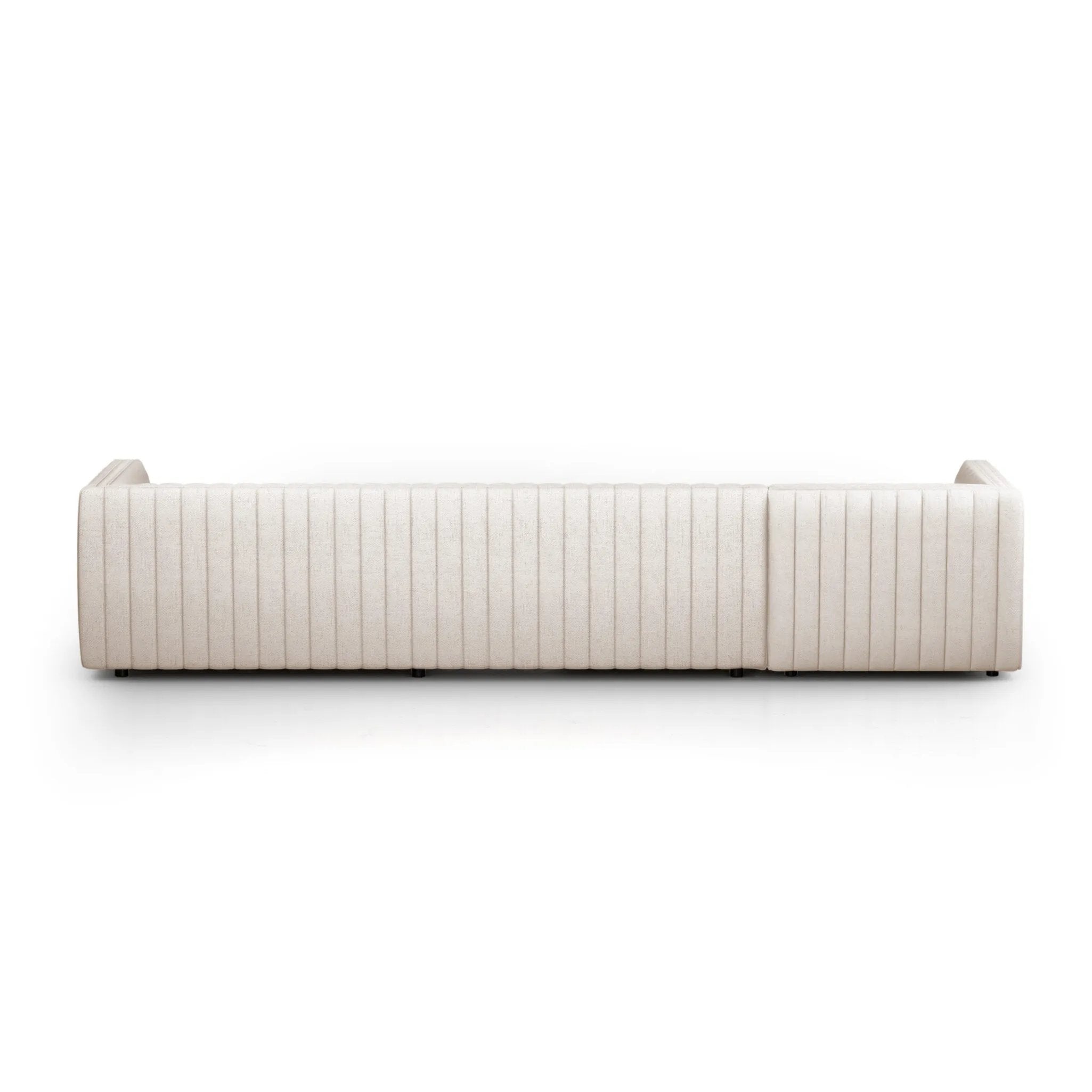 Featuring Augustine Dover Crescent 2-Piece Sectional by Four Hands at Amethyst Home. A dramatically channeled sofa with white linen-blend upholstery offers a crisp, clean look and sumptuous sit. Two-piece sectional with right arm-facing chaise, sized for larger spaces.Left ChaiseOverall Dimensions: 126.00"w x 64.00"d x 26.50"hWeight: 189.59 lbsRight Ch. Amethyst Home provides interior design, new home construction design consulting, vintage area rugs, and lighting in the Salt Lake City metro area.