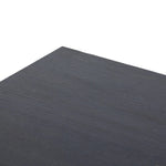 Inspired by Chinese antiques, a spacious desk of aged black oak features a double-leg design, bringing a substantial look to your workspace Amethyst Home provides interior design, new home construction design consulting, vintage area rugs, and lighting in the Winter Garden metro area.