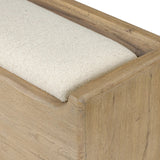 Create extra storage space wherever it's needed. This oak storage bench doubles as seating with its removable cushion upholstered in a neutral performance fabric. A scooped base lightens the look. Performance fabrics are specially created to withstand spills, stains, high traffic and wear, ensuring long-term comfort and unmatched durability Amethyst Home provides interior design, new home construction design consulting, vintage area rugs, and lighting in the Houston metro area.