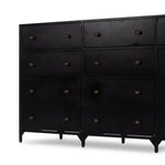 Featuring Belmont Black 12 Drawer Dresser by Four Hands at Amethyst Home. Industrial-inspired, black-finished iron forms a wide and roomy twelve-drawer dresser, with bronzed knobs for contrast.Overall Dimensions: 85.00"w x 19.75"d x 38.50"hWeight : 401.24 lbsMaterials : Iron. Amethyst Home provides interior design, new home construction design consulting, vintage area rugs, and lighting in the Winter Garden metro area.