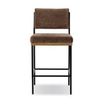 Simple and streamlined with thoughtful details. Slim, black-finished iron frame with solid oak decking, plus black top-grain leather seating for modernity. A stylish staple for any counter Amethyst Home provides interior design, new home construction design consulting, vintage area rugs, and lighting in the Kansas City metro area.