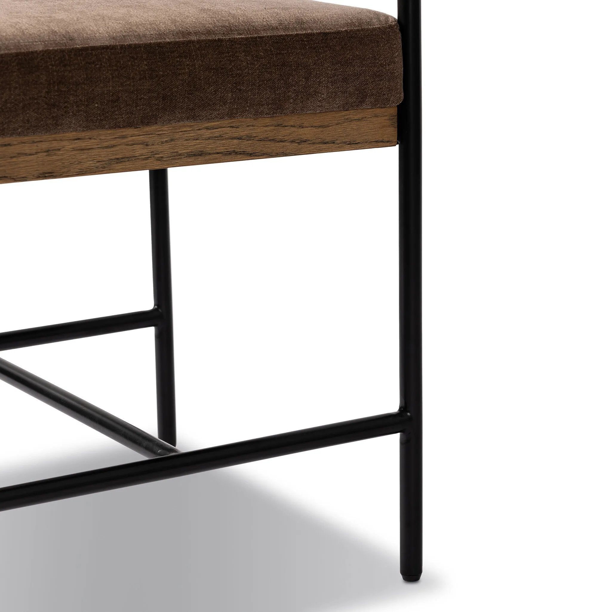 Bring a luxe, modern look to the table. Slim, black-finished iron forms an airy frame for black top-grain leather, with solid oak decking for an eye-catching material mix Amethyst Home provides interior design, new home construction design consulting, vintage area rugs, and lighting in the Monterey metro area.