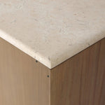 Fluid contours give shape to this solid mindi media console, topped with a creamy marbled top. Two doors with knobbed pulls and three drawers open to spacious storage Amethyst Home provides interior design, new home construction design consulting, vintage area rugs, and lighting in the Winter Garden metro area.