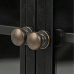 Bring a classic look to media storage with a console of black-finished iron, featuring simple bronzed hardware. Rear cutouts keep cords out of sight Amethyst Home provides interior design, new home construction design consulting, vintage area rugs, and lighting in the Alpharetta metro area.