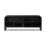 Bring a classic look to media storage with a console of black-finished iron, featuring simple bronzed hardware. Rear cutouts keep cords out of sight Amethyst Home provides interior design, new home construction design consulting, vintage area rugs, and lighting in the Salt Lake City metro area.