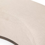 Featuring Candace Harbor Sand Dining Bench by Four Hands at Amethyst Home. Bring a tailored, timeless look to your space with shapely dining bench designed to pair with a round dining table. A burnt oak base grounds a curved frame and seat upholstered in high-performance fabric — perfect for everyday dining. Performance fabrics are specially created to wit. Amethyst Home provides interior design, new home construction design consulting, vintage area rugs, and lighting in the Des Moines metro area.