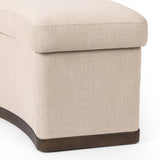 Featuring Candace Harbor Sand Dining Bench by Four Hands at Amethyst Home. Bring a tailored, timeless look to your space with shapely dining bench designed to pair with a round dining table. A burnt oak base grounds a curved frame and seat upholstered in high-performance fabric — perfect for everyday dining. Performance fabrics are specially created to wit. Amethyst Home provides interior design, new home construction design consulting, vintage area rugs, and lighting in the Washington metro area.