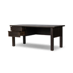 Elevate your workspace with an oak desk inspired by traditional Japanese tansu cabinets Amethyst Home provides interior design, new home construction design consulting, vintage area rugs, and lighting in the Newport Beach metro area.