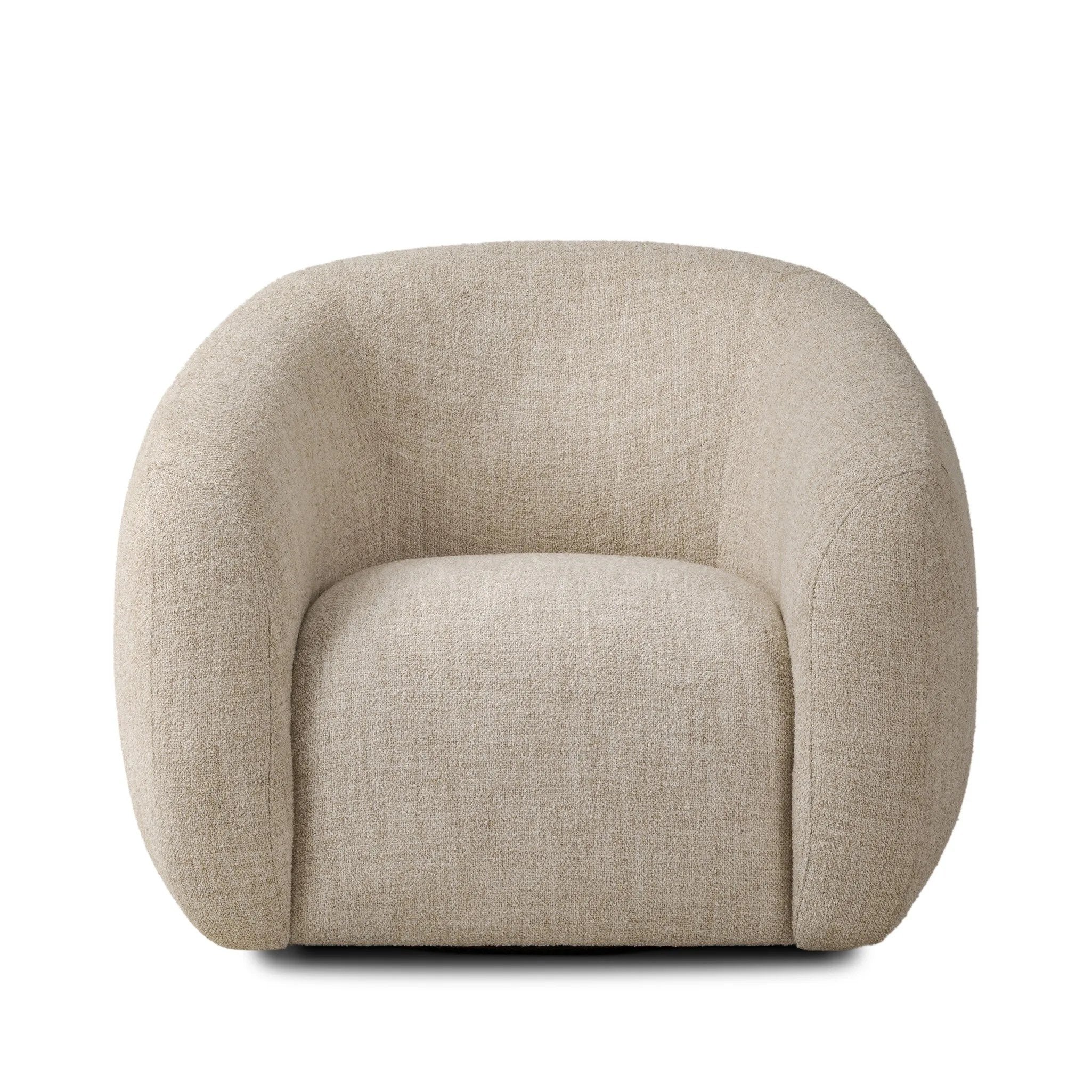 Featuring Channing Yuma Cream Swivel Chair by Four Hands at Amethyst Home. This Channing Yuma Cream Swivel Chair offers 360-degree rotation capabilities for maximum mobility and versatility. Perfect for any modern space, this chair provides both style and functionality, making it the perfect choice for any home or office. 
Overall Dimensions: 41.25" L x 38.. Amethyst Home provides interior design, new home construction design consulting, vintage area rugs, and lighting in the Calabasas metro area.