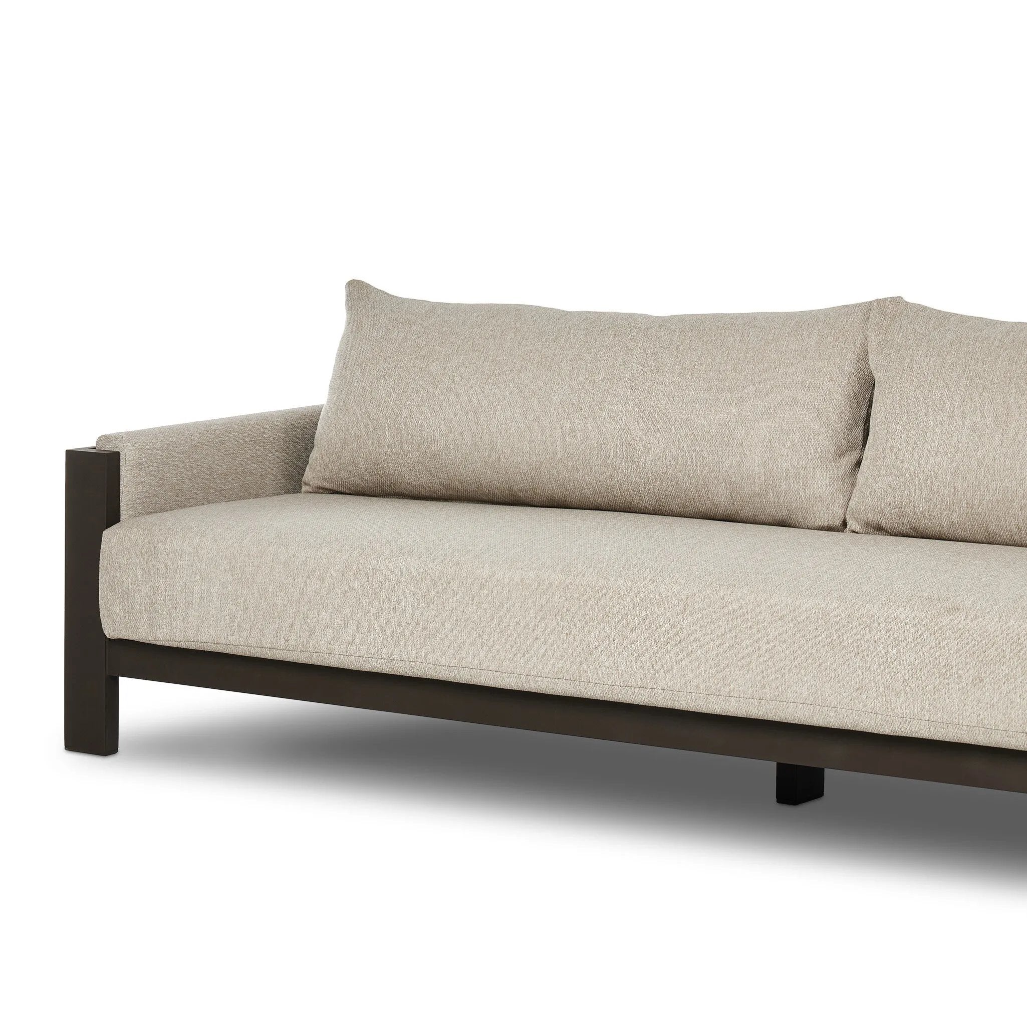 Featuring Chapman Concha Fog Outdoor Metal Sofa by Four Hands at Amethyst Home. Elevate your outdoor space with the Chapman Concha Fog Outdoor Metal Sofa. Featuring a sleek and modern design, this sofa is perfect for lounging and entertaining. Made with durable metal, it is built to withstand the elements. Experience comfort and style in one with the Chapma. Amethyst Home provides interior design, new home construction design consulting, vintage area rugs, and lighting in the Charlotte metro area.