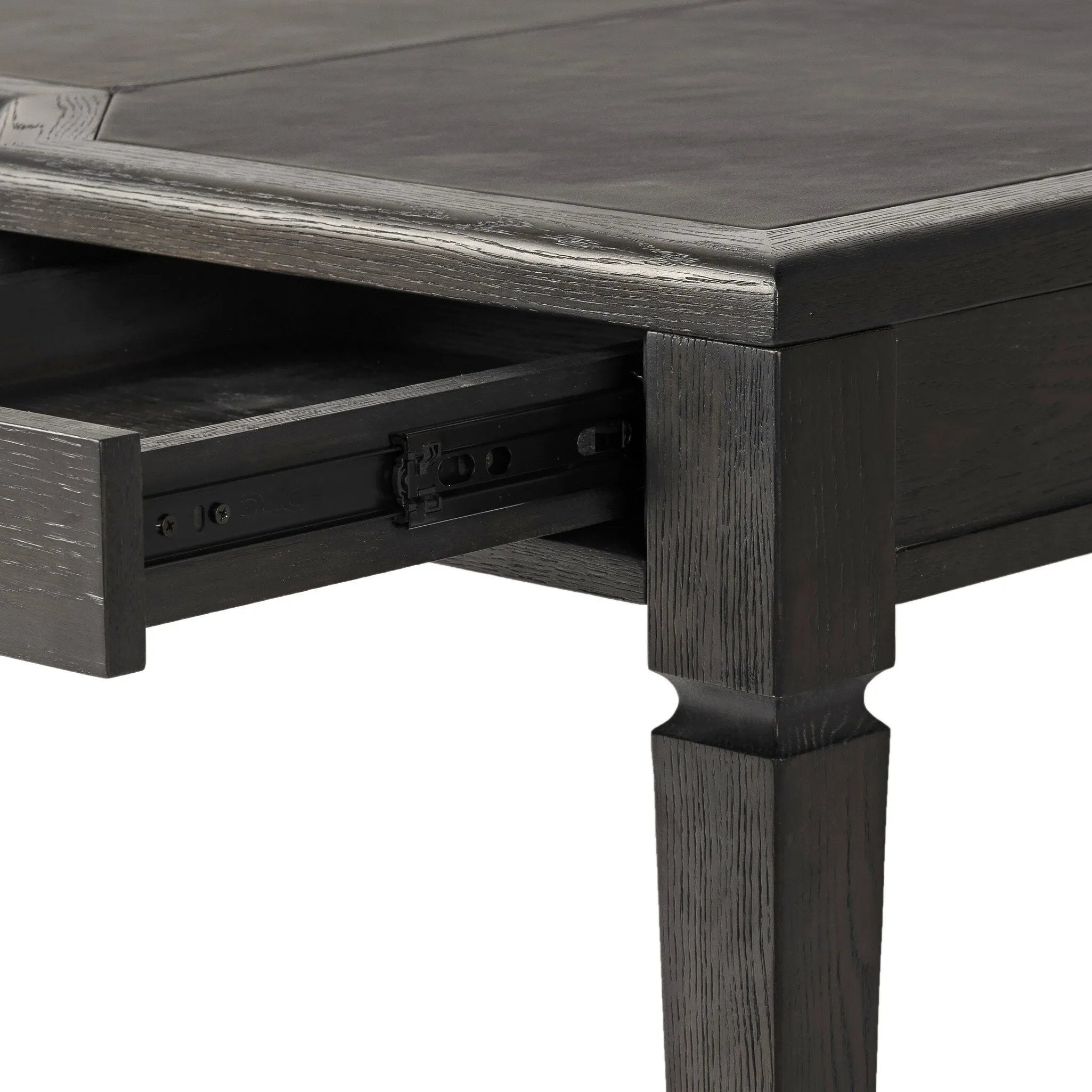 Featuring Claude Distressed Black Oak Veneer Desk by Four Hands at Amethyst Home. This refreshed directoire-style desk pairs a 100% top-grain leather inset top with a unique reverse breakfront and recessed center drawer. Finished in distressed black oak, it offers the workspace a classic yet updated feel.
Overall Dimensions: 28.0" L x 68.0 " W x 30.0" H
M. Amethyst Home provides interior design, new home construction design consulting, vintage area rugs, and lighting in the Kansas City metro area.