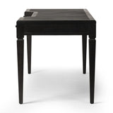Featuring Claude Distressed Black Oak Veneer Desk by Four Hands at Amethyst Home. This refreshed directoire-style desk pairs a 100% top-grain leather inset top with a unique reverse breakfront and recessed center drawer. Finished in distressed black oak, it offers the workspace a classic yet updated feel.
Overall Dimensions: 28.0" L x 68.0 " W x 30.0" H
. Amethyst Home provides interior design, new home construction design consulting, vintage area rugs, and lighting in the Laguna Beach metro area.