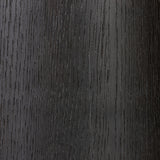 Unexpected contours give this bookcase its warm, modern vibe. Crafted oak veneer with a worn black finish, rounded legs are inset from the shelves with a plinth-like effect Amethyst Home provides interior design, new home construction design consulting, vintage area rugs, and lighting in the Scottsdale metro area.