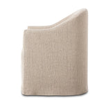 Featuring Cove Laine Navy Dining Chair With Casters by Four Hands at Amethyst Home. A polished form with curved lines and upholstered in a flax/linen blend, this chair brings quiet sophistication to the dining room. Functional casters allow easy movement. This item has limited online distribution and may not be sold on websites without prior approval.Overa. Amethyst Home provides interior design, new home construction design consulting, vintage area rugs, and lighting in the Alpharetta metro area.