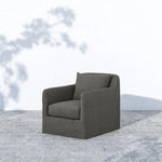 Featuring Dade Outdoor Swivel Chair - Charcoal by Four Hands at Amethyst Home. This Dade Outdoor Swivel Chair - Charcoal is a fresh, outdoor-friendly spin on the swivel chair. Removable charcoal slipcover meets style with sensibility. Great in pairs. Cover or store inside during inclement weather and when not in use.
Overall Dimensions: 27"W x 33.75"L x 29.50. Amethyst Home provides interior design, new home construction design consulting, vintage area rugs, and lighting in the Houston metro area.
