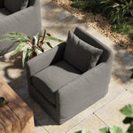 Featuring Dade Outdoor Swivel Chair - Charcoal by Four Hands at Amethyst Home. This Dade Outdoor Swivel Chair - Charcoal is a fresh, outdoor-friendly spin on the swivel chair. Removable charcoal slipcover meets style with sensibility. Great in pairs. Cover or store inside during inclement weather and when not in use.
Overall Dimensions: 27"W x 33.75"L x 2. Amethyst Home provides interior design, new home construction design consulting, vintage area rugs, and lighting in the Kansas City metro area.